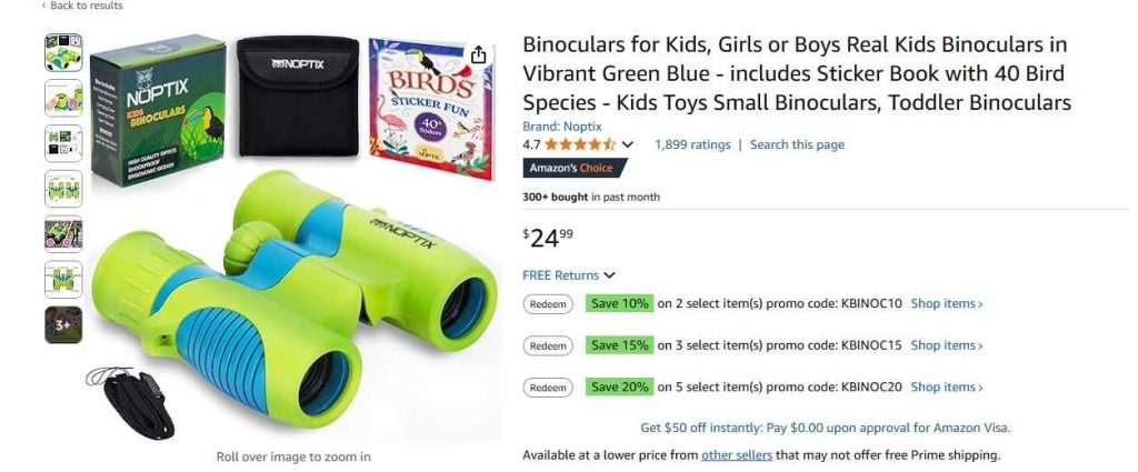 binoculars on Amazon